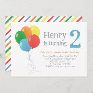 Balloon Birthday Invitation for Classic Party