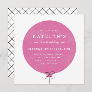 Balloon Birthday Invitation - Fuchsia