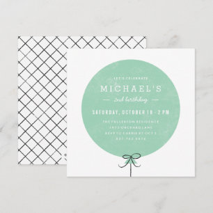 Balloon Birthday Invitation - Mint