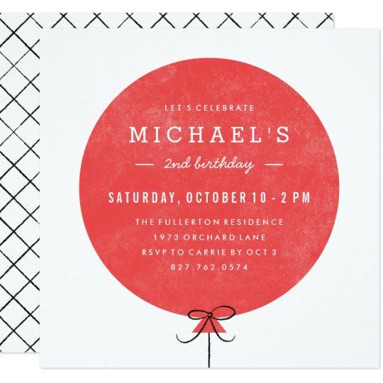 Balloon Birthday Invitation - Red