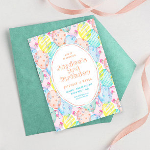Balloon Birthday Invite, Colorful Rainbow Balloons Invitation