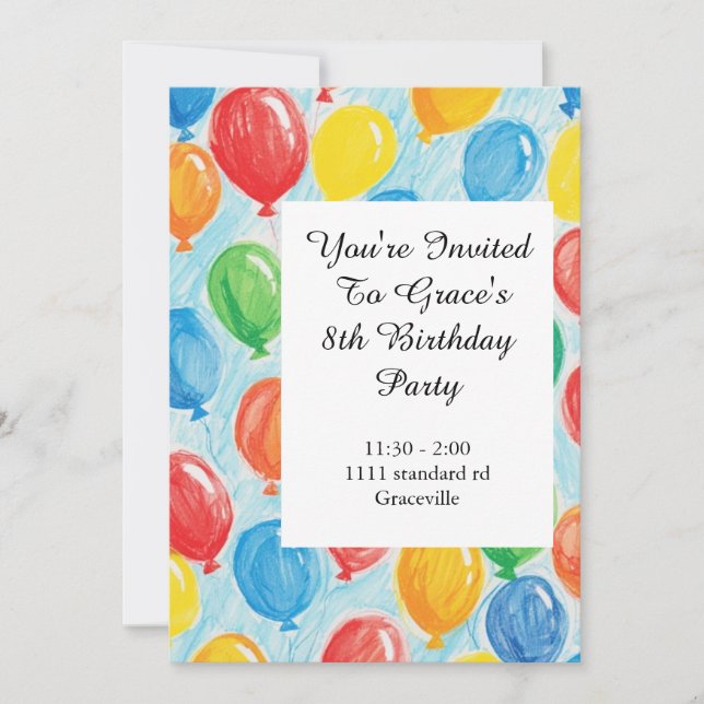 Balloon Birthday Party Invite (Front)
