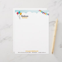 Balloon Birthday Party Letterhead
