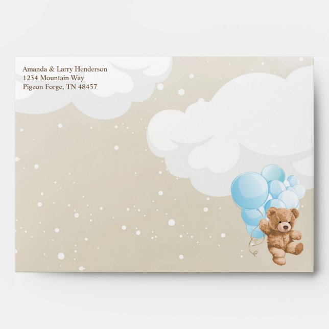 Balloon bleu Teddy Bear Bearly Wait Enveloppe (Devant)