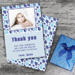 Balloon Blue Kid's Photo Birthday Thank You Card<br><div class="desc">Cute Balloon Blue Kid's Photo Birthday Thank You Card. Cute design with blue balloon pattern. Personalize the card with your photo,  name and text.</div>