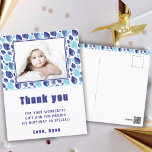 Balloon Blue Kid's Photo Birthday Thank You  Postcard<br><div class="desc">Cute Balloon Blue Kid's Photo Birthday Thank You Postcard. Cute design with blue balloon pattern. Personalize the postcard with your photo,  name and text.</div>