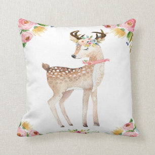 Balloon Boho Woodland Deer Nursery Floral Pillow