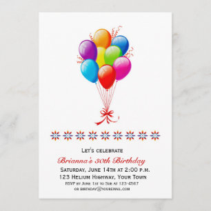 Balloon Bouquet, Birthday Invitation