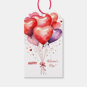 Balloon Bouquet Red and Pink Hearts  Gift Tags