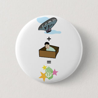 Balloon + Boy Hiding in Box = $$ Stardom $$ 2 Inch Round Button