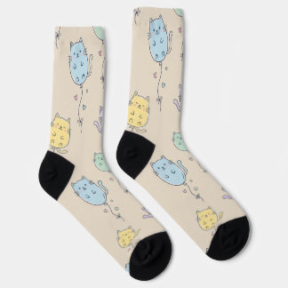 Balloon Cat Pattern Cute Minimalist Kids Socks