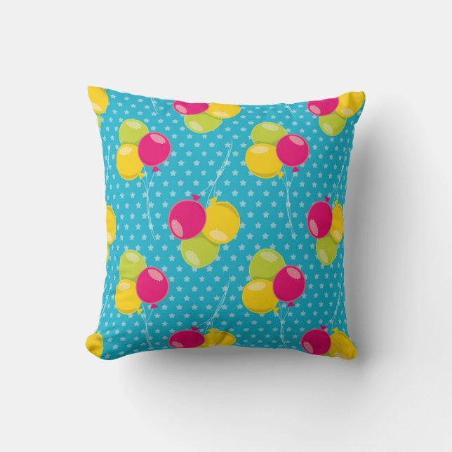Balloon Celebration Pattern Throw Pillow (Front)