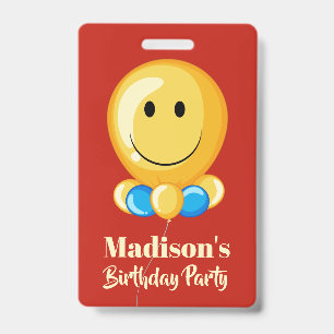 Balloon custom text & colour party badge