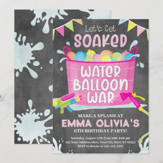 Balloon d'eau Invitation d'anniversaire, Balloon W