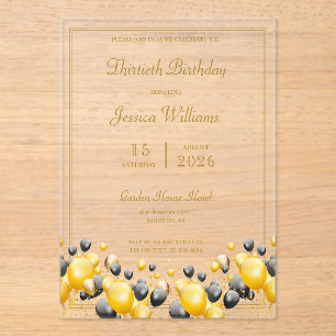 Balloon Decorations Birthday Party Acrylic Invitations