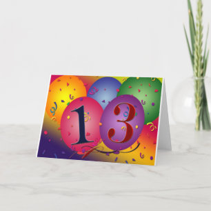 Balloon Decorations for 13th birthday Card