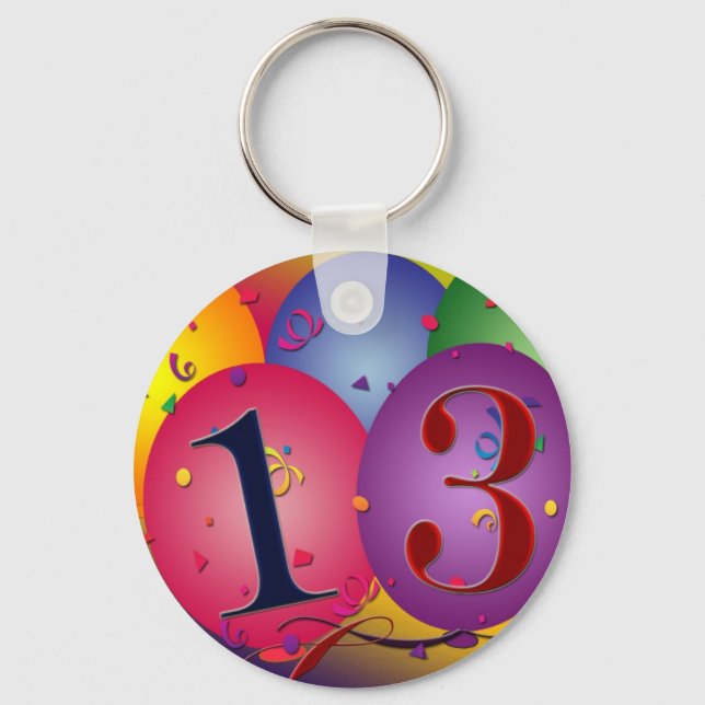 Balloon Decorations for 13th birthday Keychain (Front)