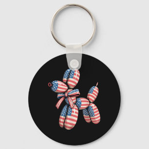 Balloon Dog Balloon Twisting 4th of July American Keychain