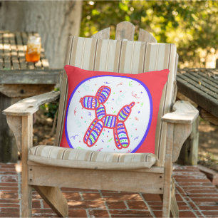 Balloon Dog Party Outdoor Pillow