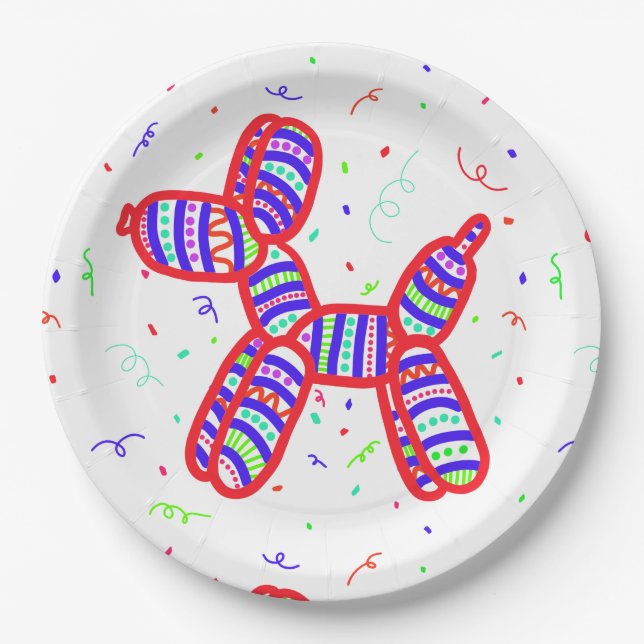 Balloon Dog Party Paper Plates (Front)