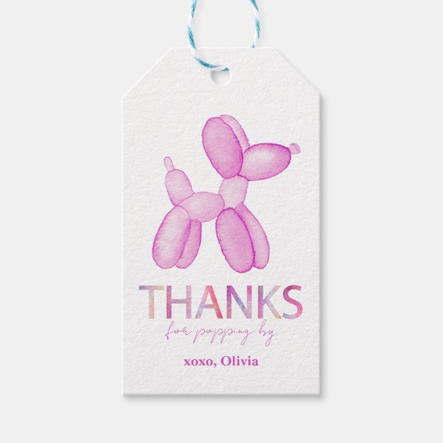 Balloon Dog Thanks Gift Tags (Front)