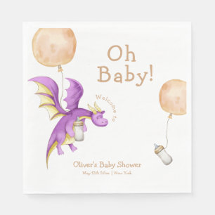 Balloon Fairy Dragon Bottle Baby Shower Welcome Napkin