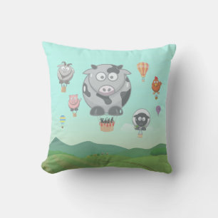 Balloon Farm Animals Fun Kids Throw Pillow