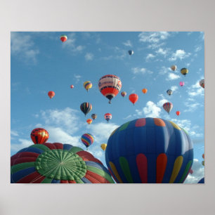 Balloon fiesta in the morning poster
