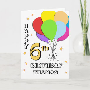 Balloon Filled 6th Birthday Card
