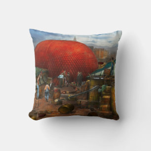 Balloon - Filling balloon on Wanamaker's  - 1911 Throw Pillow