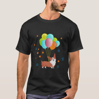 Balloon Fly And Cute Corgi T-Shirt