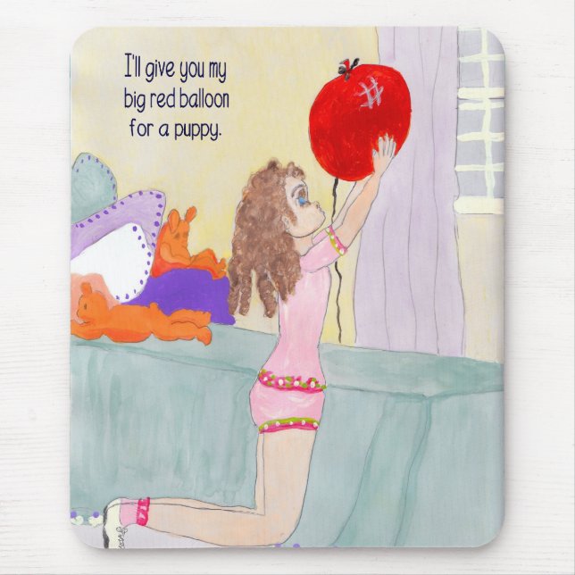 Balloon for a Puppy Mouse Pad Hand Drawn (Front)