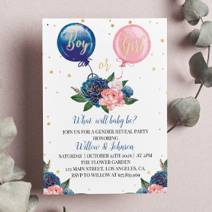 Balloon Genre Révéler Invitation Garçon Ou Fille