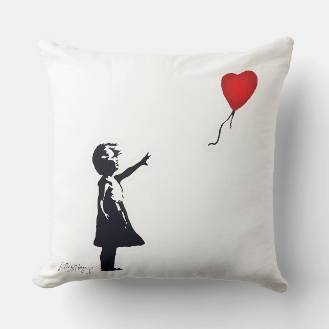 Balloon Girl  Throw Pillow (Front)
