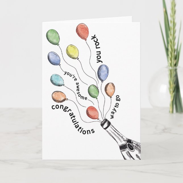 Balloon Graduation or Congrats 5x7 Card  (Front)