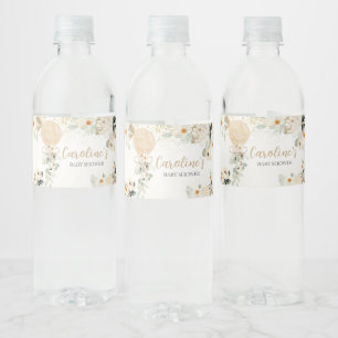 Balloon Greenery Gender Neutral Baby Shower Water Bottle Label