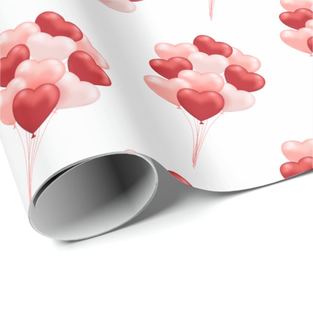 Balloon Hearts Valentine's Day Gift Wrap Paper (Roll Corner)