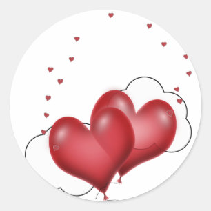Balloon Hearts With Little Hearts Classic Round Sticker