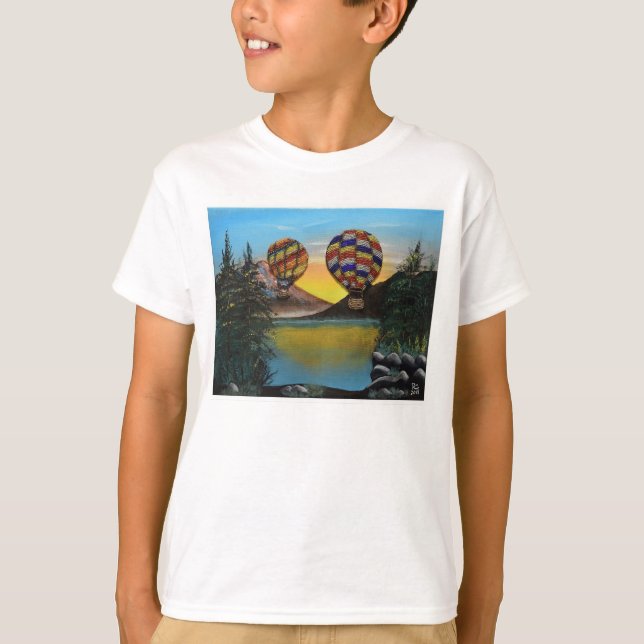 Balloon Hot Air ride over the River RenmaDesign T-Shirt (Front)