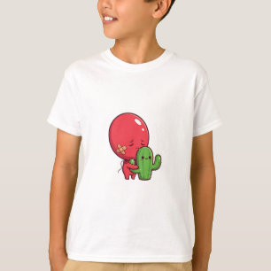 Balloon Hugging Cactus with Bandage Kids T-Shirt