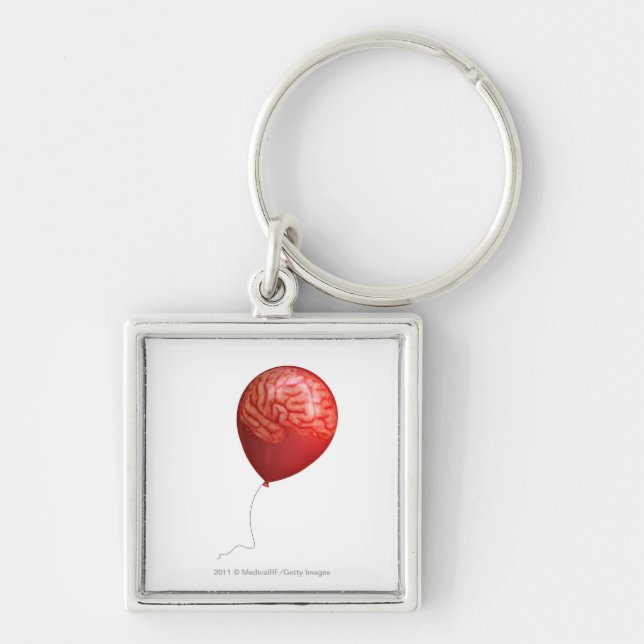Balloon illustration with a superimposed brain keychain (Front)