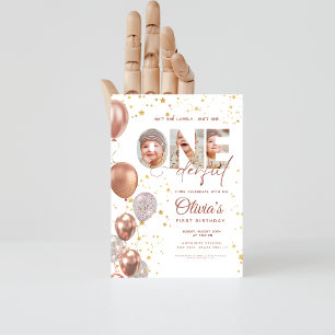 Balloon Isn't She Onederful 1st Birthday 3 photo Invitation