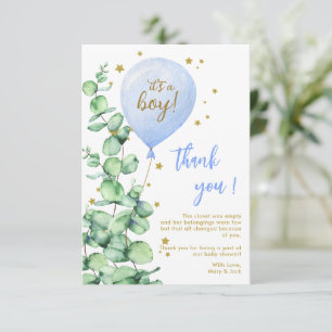 Balloon It's A Boy Baby Shower Thank You Card