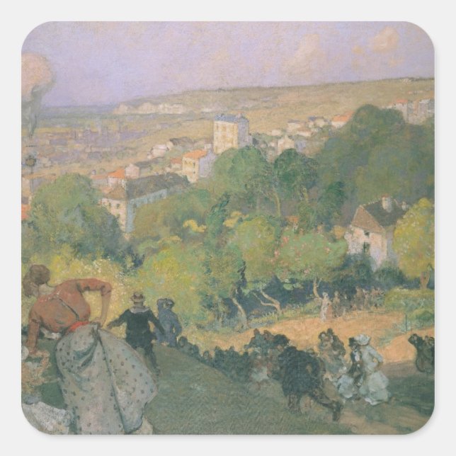 Balloon Landing at Pre St-Gervais, c.1885 Square Sticker (Front)