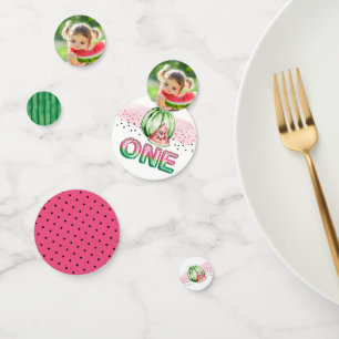 Balloon Letters Melon First Birthday Photo Confetti