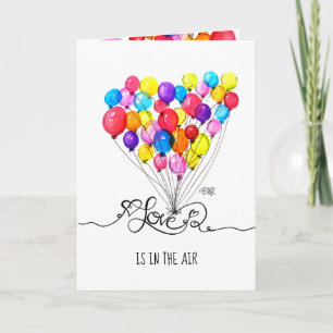 BALLOON LOVE is in the Air Heart Valentines Holiday Card