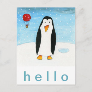 Balloon Mouse & Penguin Postcard