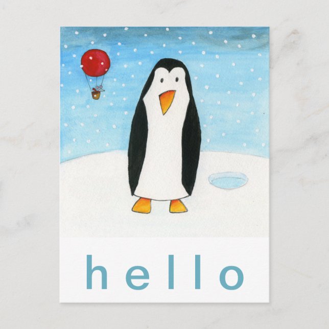 Balloon Mouse & Penguin Postcard (Front)