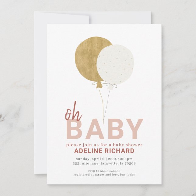 Balloon Oh Baby Shower Invitation (Front)