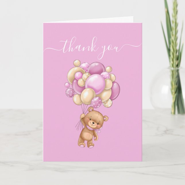 Balloon Ours Teddy Pink Dieu Parents Carte de reme (Devant)